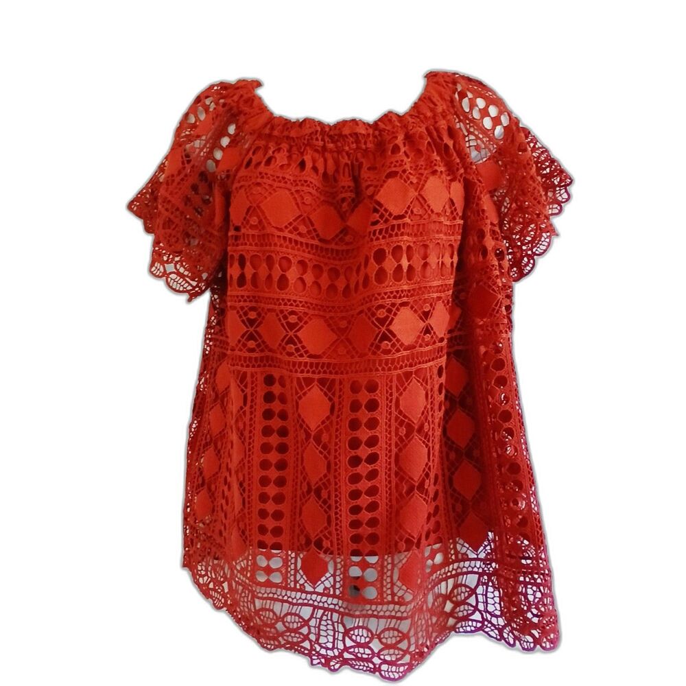 Maurices top rust brown lace overlay over the shoulder Size XL  feminine boho
